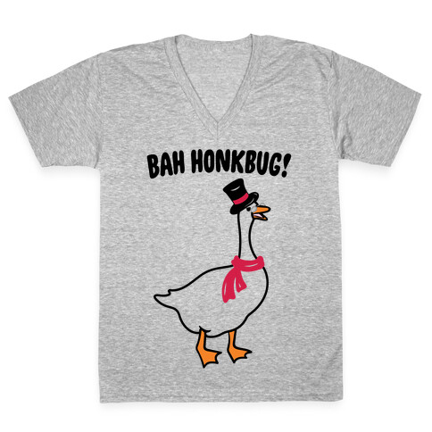 Bah Honkbug Goose Scrooge Parody V-Neck Tee Shirt