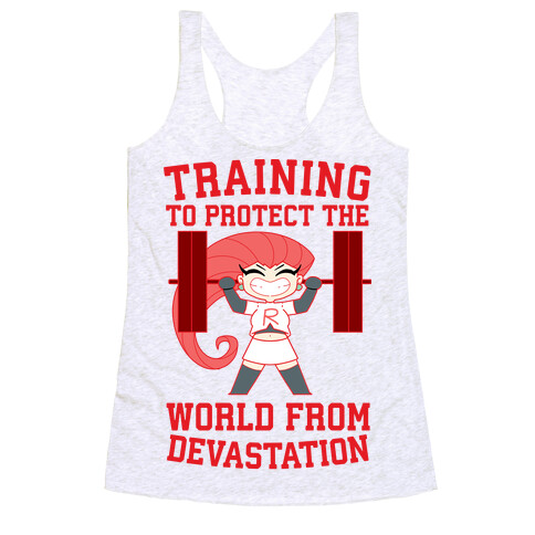 Training To Protect Our World From Devastation Racerback Tank Top