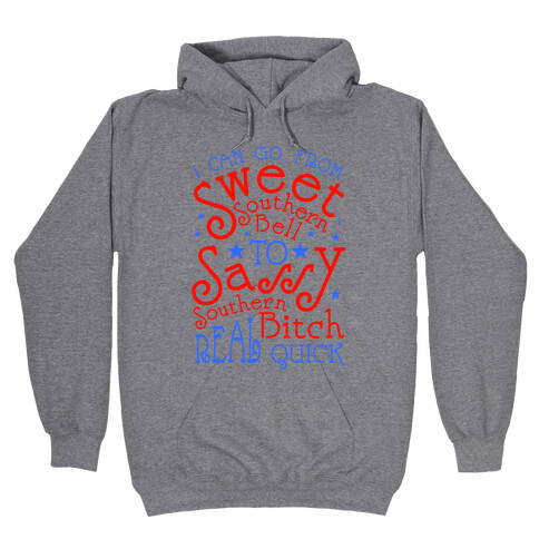 I can Go From Sweet Southern Bell to Sassy Southern Bitch Real Quick Hooded Sweatshirt