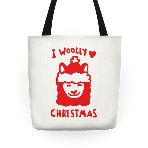 I Woolly Love Christmas Llama Tote