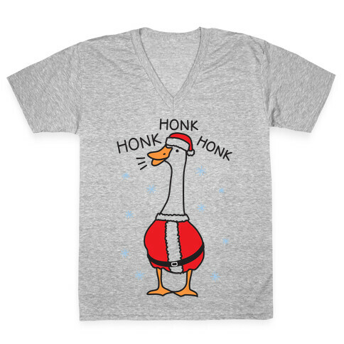 Honk Honk Honk Santa Goose V-Neck Tee Shirt