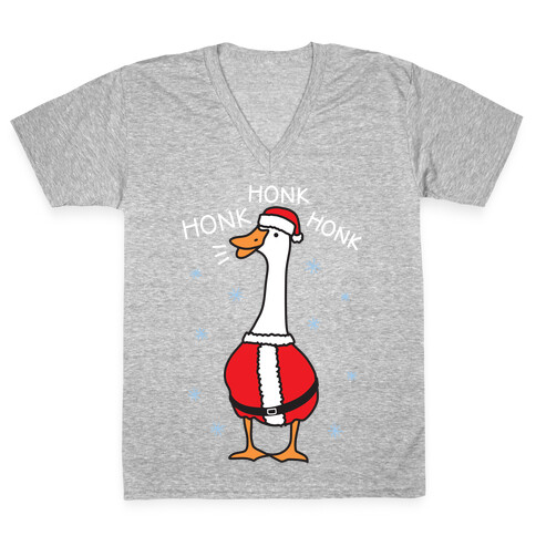 Honk Honk Honk Santa Goose V-Neck Tee Shirt