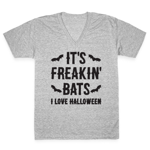 It's Freakin' Bats I Love Halloween V-Neck Tee Shirt