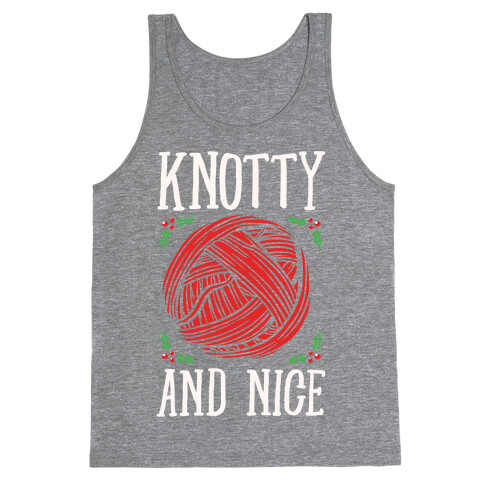 Knotty and Nice Yarn Parody White Print Tank Top