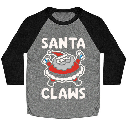 Santa Claws Parody White Print Baseball Tee