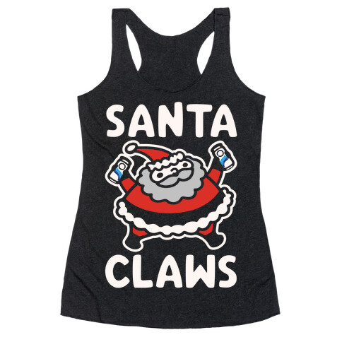 Santa Claws Parody White Print Racerback Tank Top