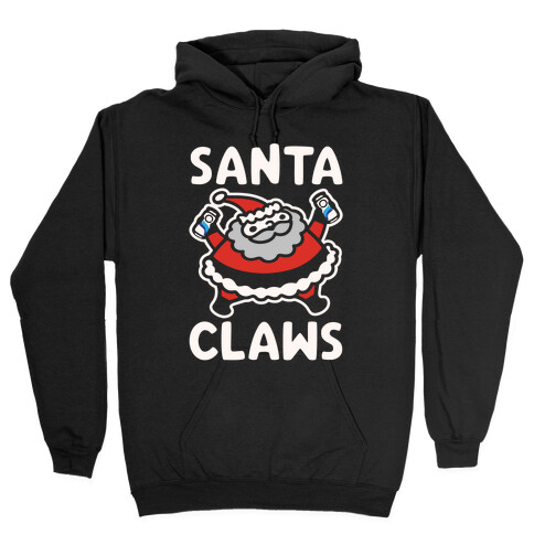 Santa Claws Parody White Print Hooded Sweatshirt