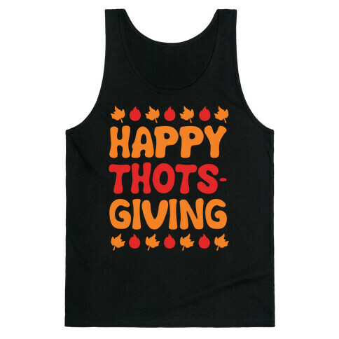 Happy Thots-Giving White Print Tank Top