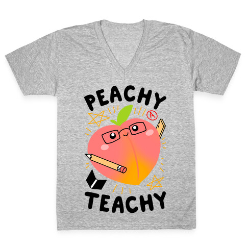 Peachy Teachy V-Neck Tee Shirt