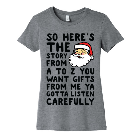 So Here's The Story From A to Z Santa Womens T-Shirt