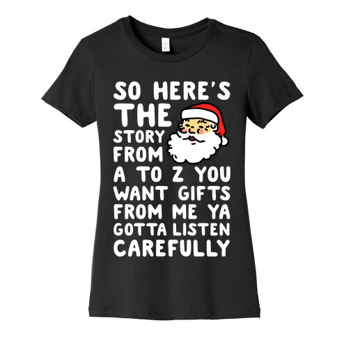 So Here's The Story From A to Z Santa Womens T-Shirt