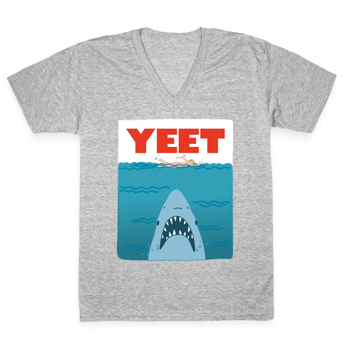 Yeet Jaws Parody V-Neck Tee Shirt