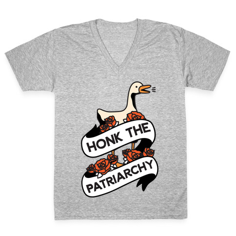 Honk The Patriarchy Goose V-Neck Tee Shirt