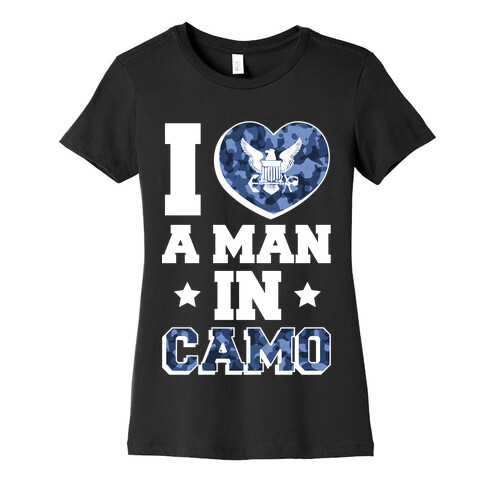 I Love a Man in Camo (Navy) Womens T-Shirt