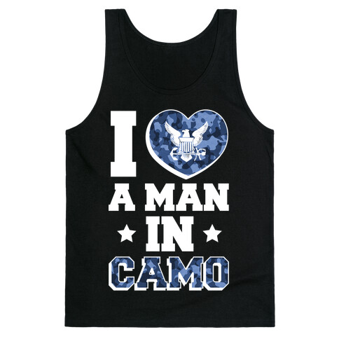 I Love a Man in Camo (Navy) Tank Top