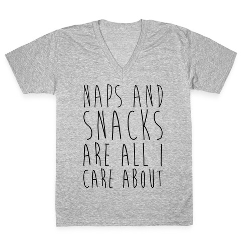 Naps and Snacks are All I Care About V-Neck Tee Shirt