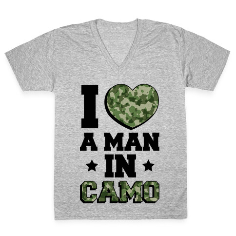 I Love a Man in Camo V-Neck Tee Shirt