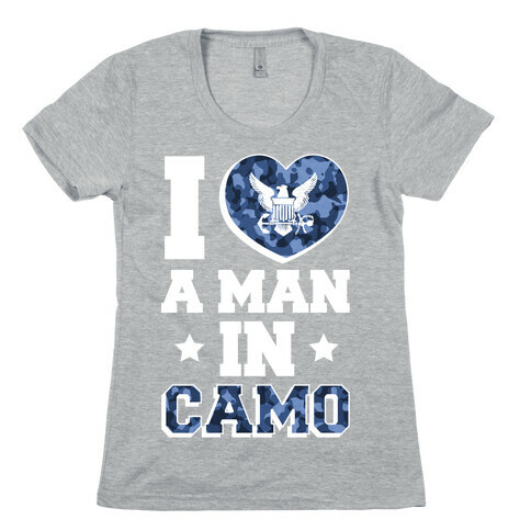 I Love a Man in Camo (navy) Womens T-Shirt