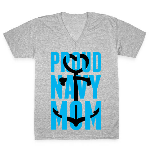 Proud Navy Mom V-Neck Tee Shirt