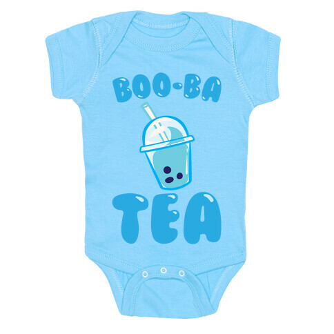 Boo-Ba Tea (Ghost Boba Tea Parody) White Print Baby One-Piece