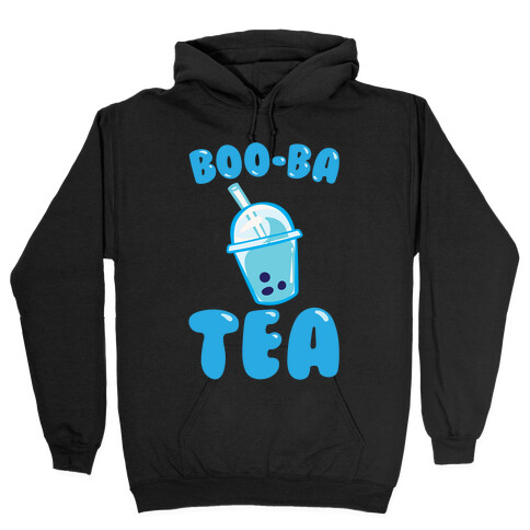 Boo-Ba Tea (Ghost Boba Tea Parody) White Print Hooded Sweatshirt