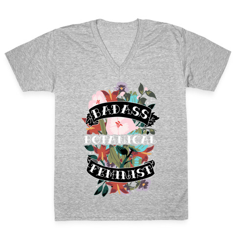 Badass Botanical Feminist  V-Neck Tee Shirt