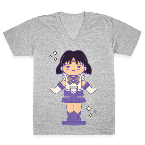 Sailor Saturn Pocket Parody V-Neck Tee Shirt