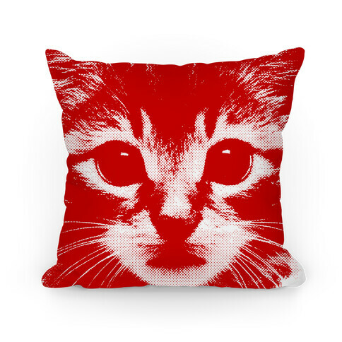 Cat Face (red) Pillow