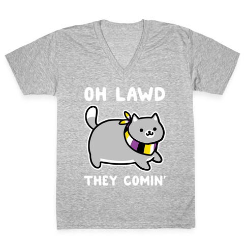 Oh Lawd, They Comin' - Non-Binary V-Neck Tee Shirt