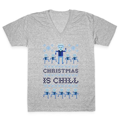 Christmas Is Chill Snow Miser V-Neck Tee Shirt