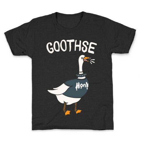Goothse (Goth Goose Parody) White Print Kids T-Shirt