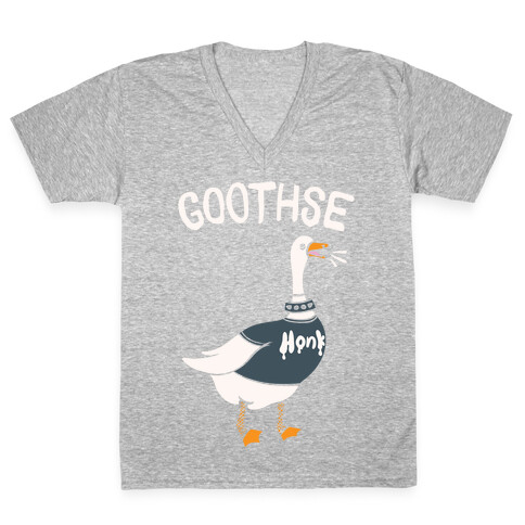 Goothse (Goth Goose Parody) White Print V-Neck Tee Shirt