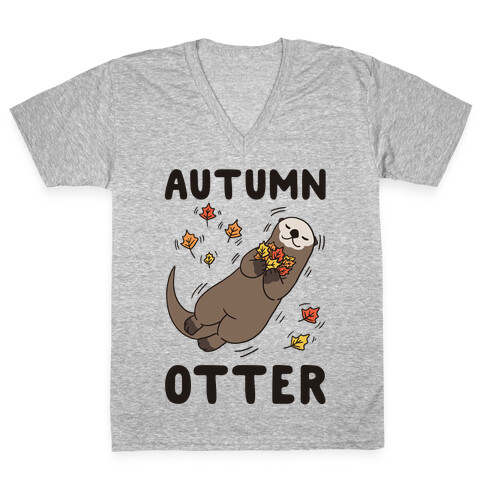 Autumn Otter V-Neck Tee Shirt