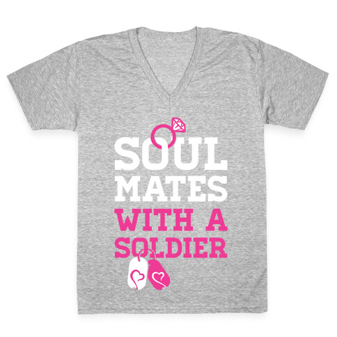 Soul Mates With A Soldier V-Neck Tee Shirt