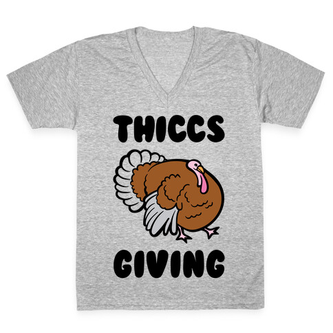 Thiccs-Giving Parody V-Neck Tee Shirt