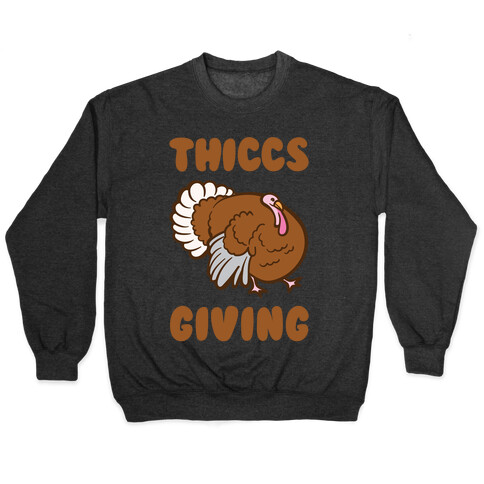Thiccs-Giving Parody White Print Pullover