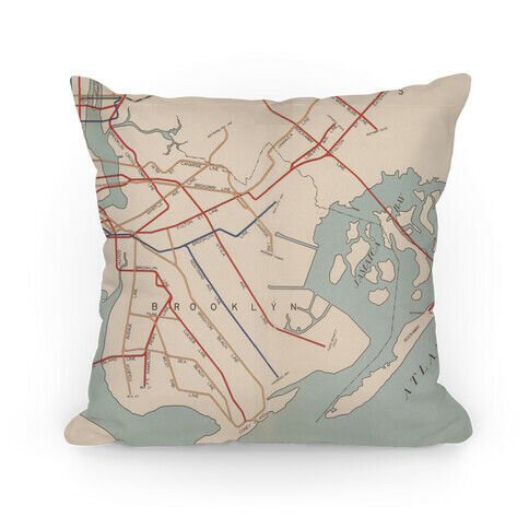 Vintage Brooklyn Map Pillow