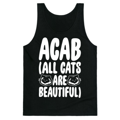 ACAB (All Cats Are Beautiful) White Print Tank Top
