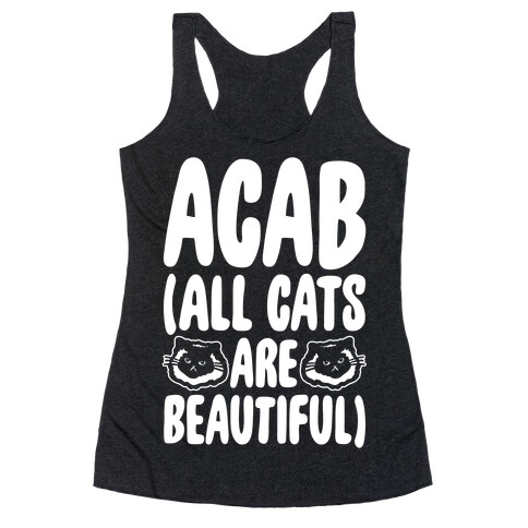 ACAB (All Cats Are Beautiful) White Print Racerback Tank Top