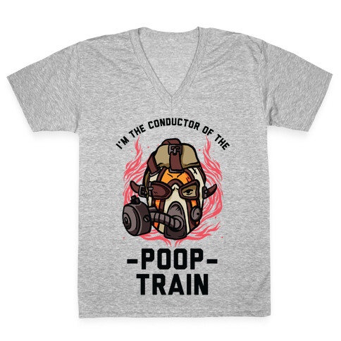 I'm the Conductor of the Poop Train Krieg Parody V-Neck Tee Shirt