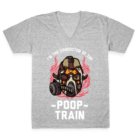 I'm the Conductor of the Poop Train Krieg Parody V-Neck Tee Shirt