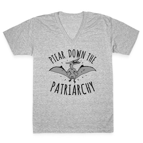 Ptear Down the Patriarchy V-Neck Tee Shirt