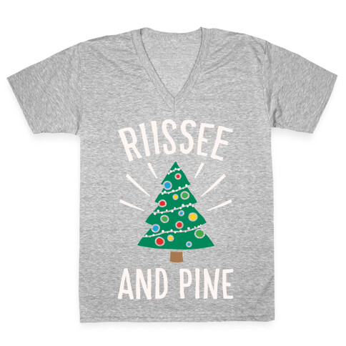 Rise And Pine Parody White Print V-Neck Tee Shirt