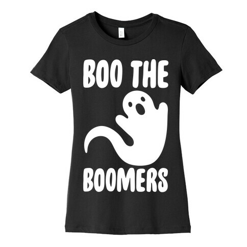 Boo The Boomers White Print Womens T-Shirt