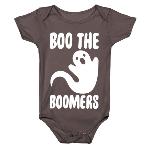 Boo The Boomers White Print Baby One-Piece