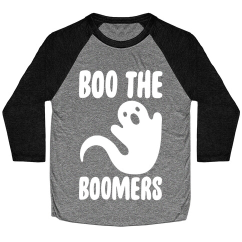 Boo The Boomers White Print Baseball Tee