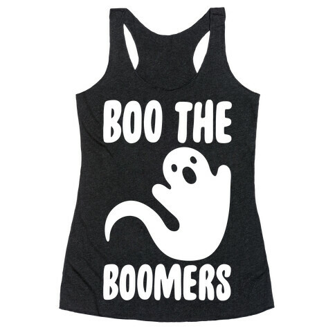 Boo The Boomers White Print Racerback Tank Top