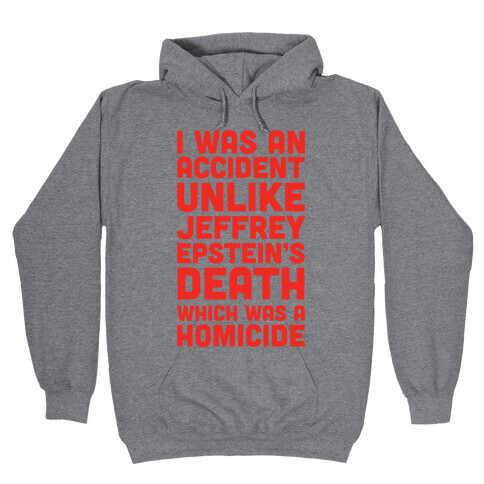 I Was an Accident Unlike Jeffery Epstein's Death Which Was A Homicide Hooded Sweatshirt