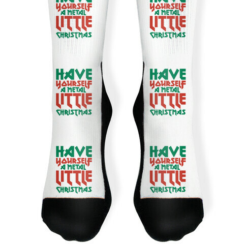 Have Yourself A Metal Little Christmas White Print Sock