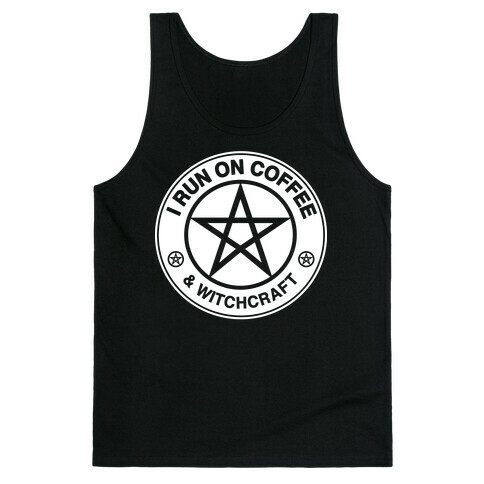 I Run On Coffee and Witchcraft Parody White Print Tank Top